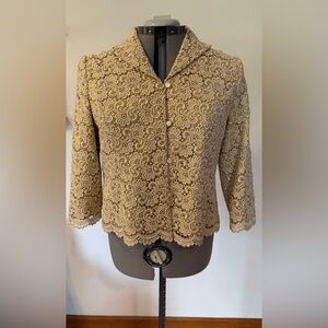Talbots Gold Blazer with Elegant Lace Design
